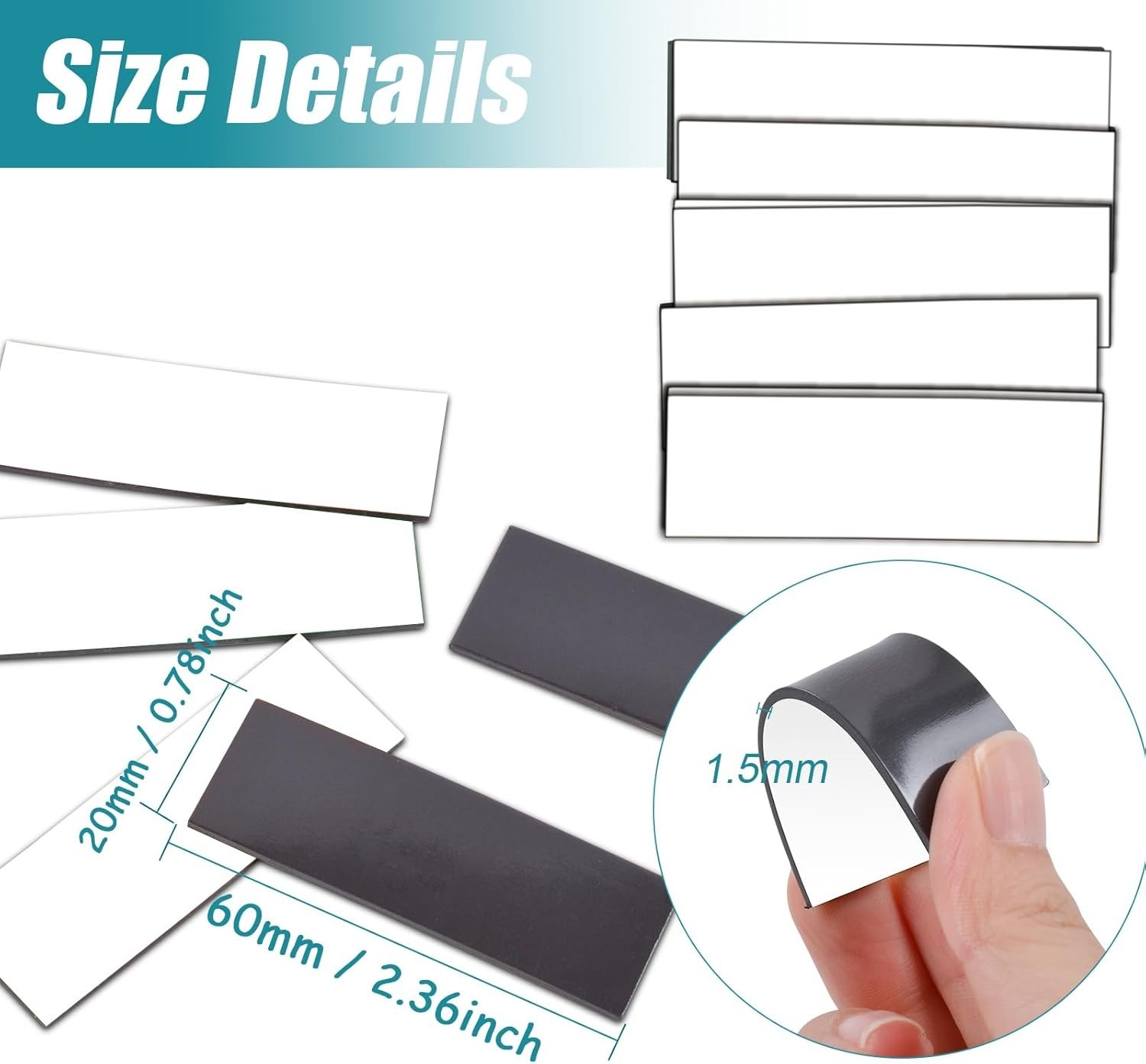 50 Pack Dry Erase Magnetic Labels White Reusable Write On Magnets Sticker, Ma...