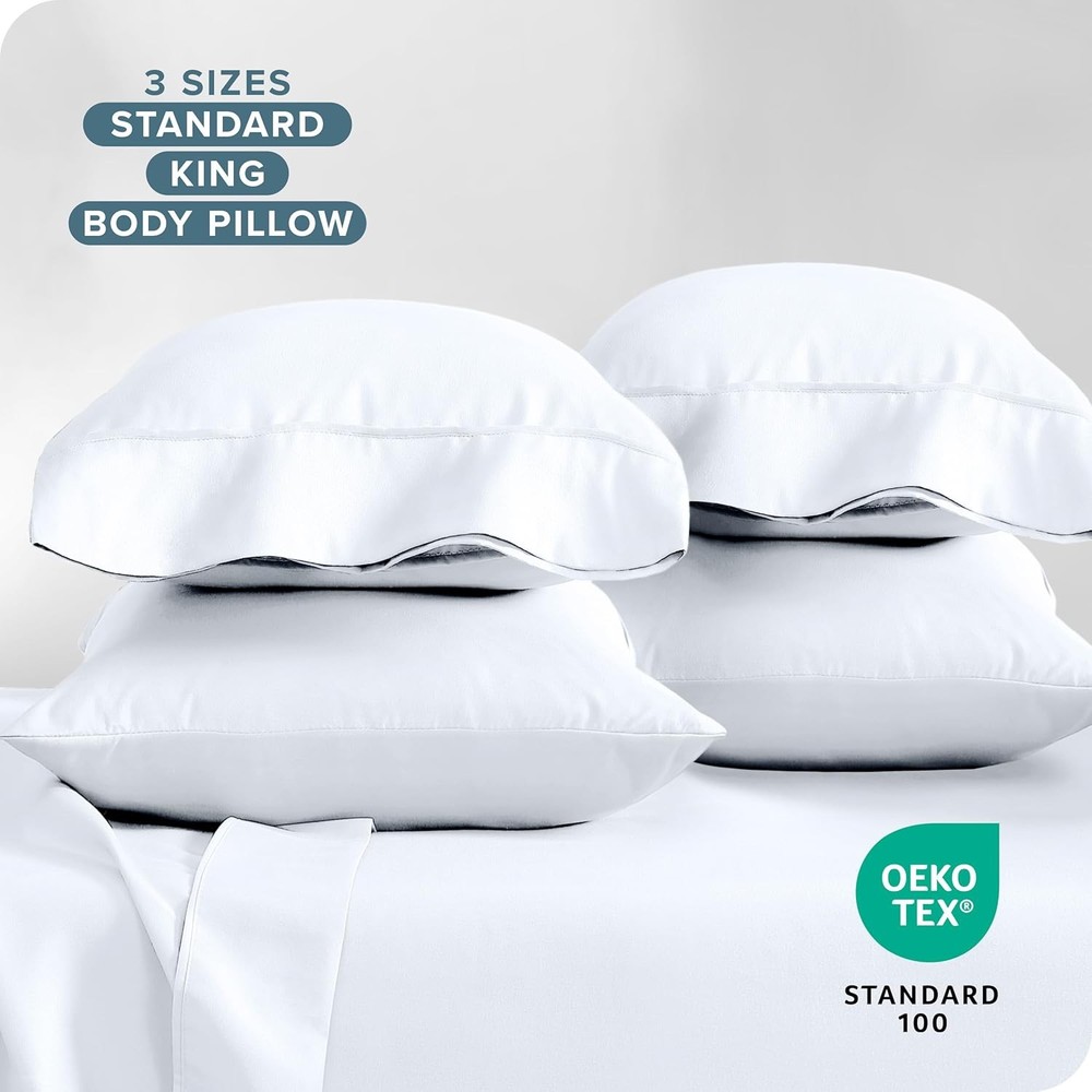 Microfiber Pillowcase Set Cooling Pillowcase 4-Piece Set, White)