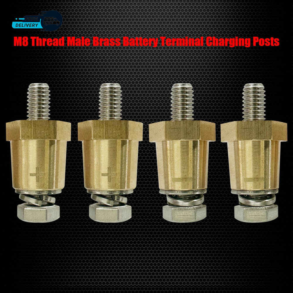 M8 Thread Brass Battery Terminal Charging Posts Battery Post Adapter (+/-)