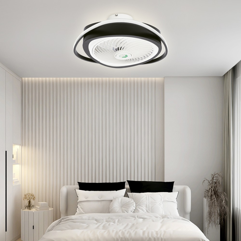 20" Ceiling Fan Light Flush Mount w/3 Speed Remote 3 Colors Changing Timable