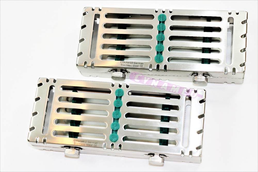 2 STERILIZATION CASSETTE DOUBLE BUTTON DETACHABLE FOR 5 INSTRUMENTS GERMAN GRADE