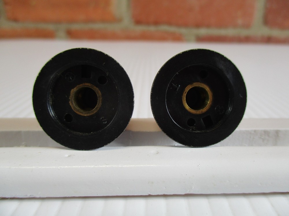 Pair Black Reflector Knobs Gold Insert for Gibson Guitar or Amp Top Hat Style