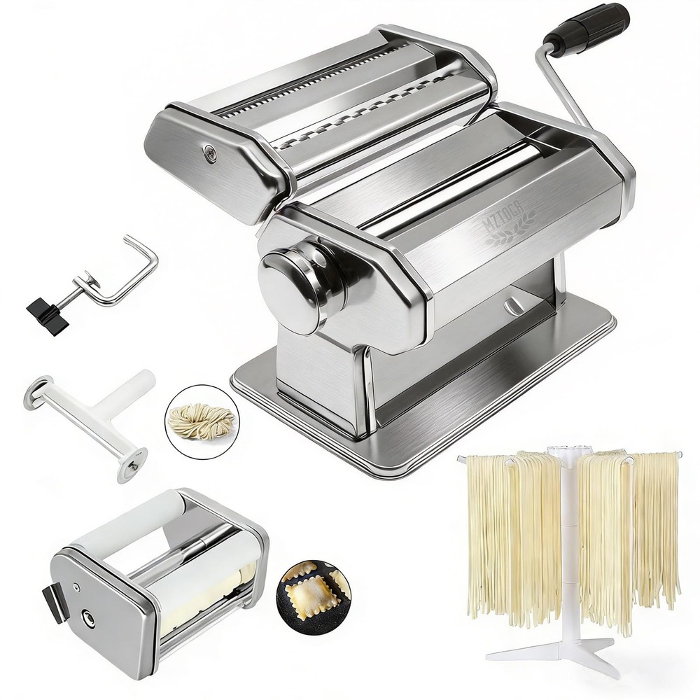 Pasta Maker Machine 9 Thickness Settings, 2 in 1 Noodle Maker & Cutter
