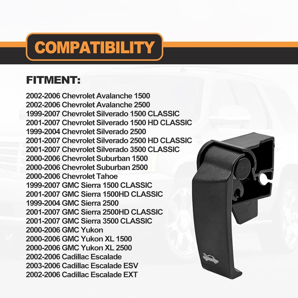 Hood Latch Release Pull Handle 15741109 Compatible with 1995-2007 Black