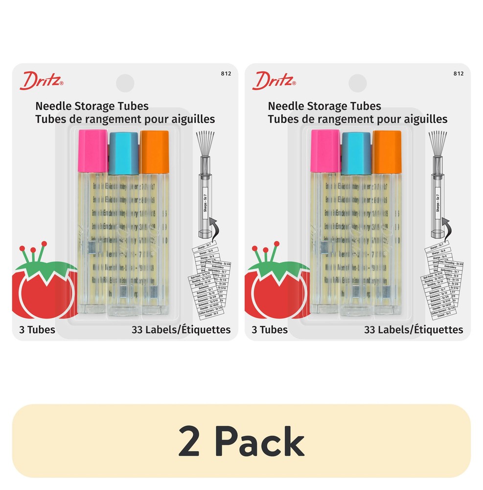 Dritz Needle Storage Tubes for Needles Tubes Labels