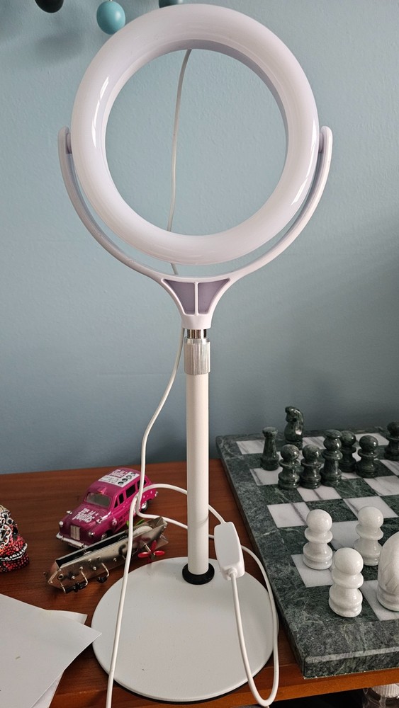 8 inch Desk Ring Light with Stand, Adjustable Computer Circle Light for Video