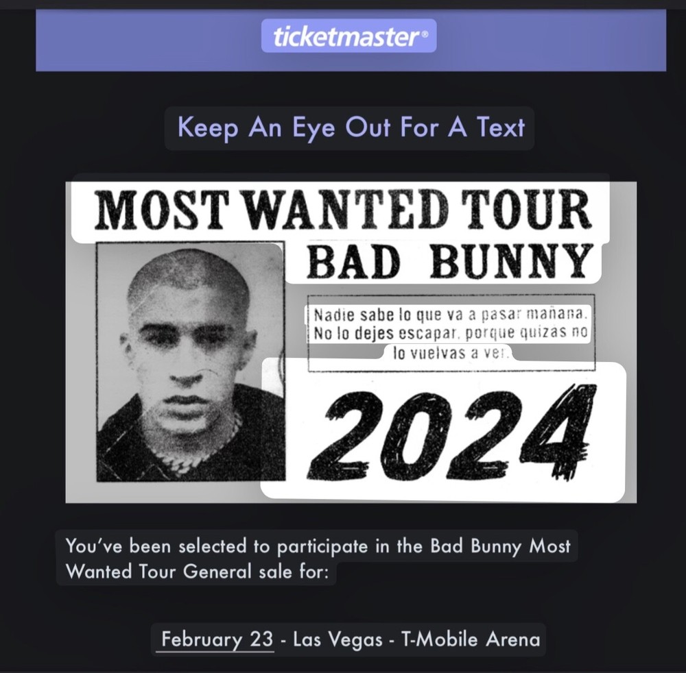 Ticketmaster Bad Bunny Presale Code - Las Vegas 2/23