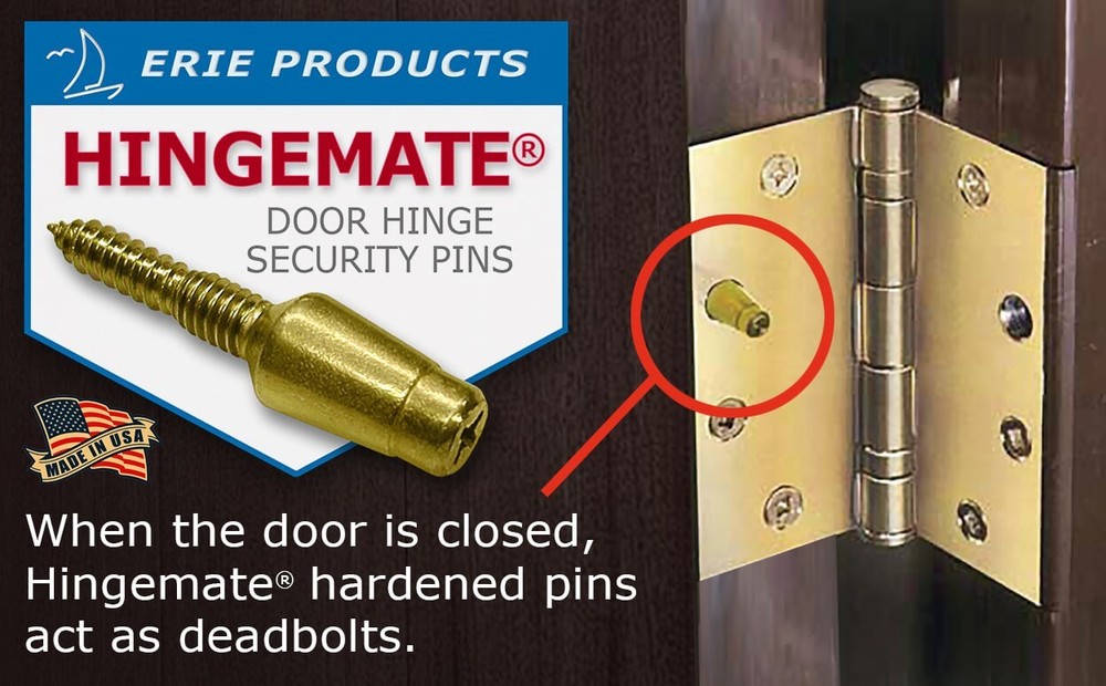 Door Hinge Security Pins, 3 Pack Kit "Made in USA"