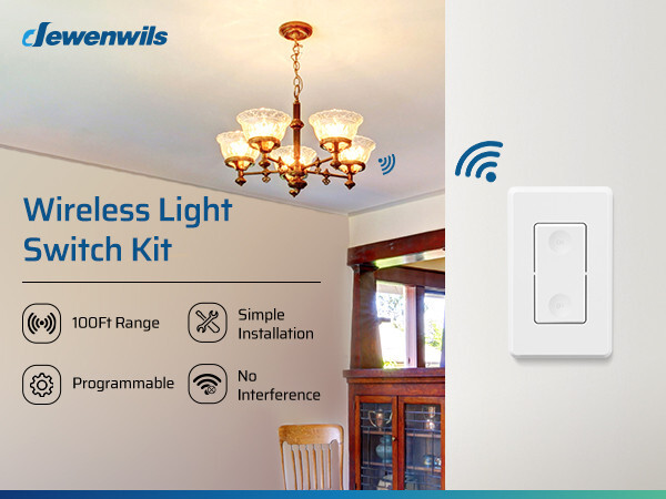 DEWENWILS Wireless Light Switch and Receiver Kit Remote Control Wall Switch 100F