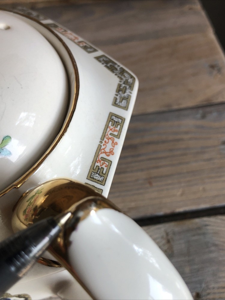 Sadler Teapot Indian Tree Pattern Hexagonal England 4 Cup 1659D Antique Signed