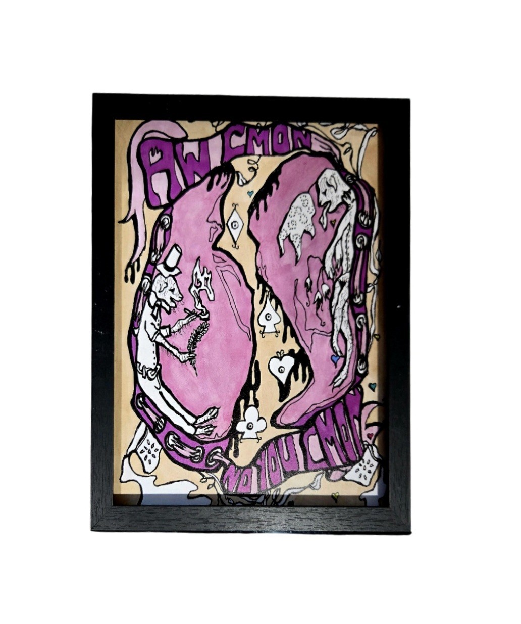 8x10 Framed Vintage Original concert Poster by artist Dirty Donny "AW CMON"