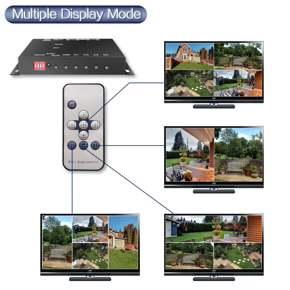 Mini 4Ch Color Video Quads Multiplexer Splitter Processor for CCTV Security Came