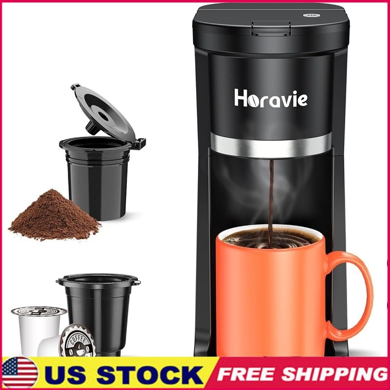 Single Serve Coffee Maker K Pod Ground Coffee Compact Self Cleaning Quick Brew