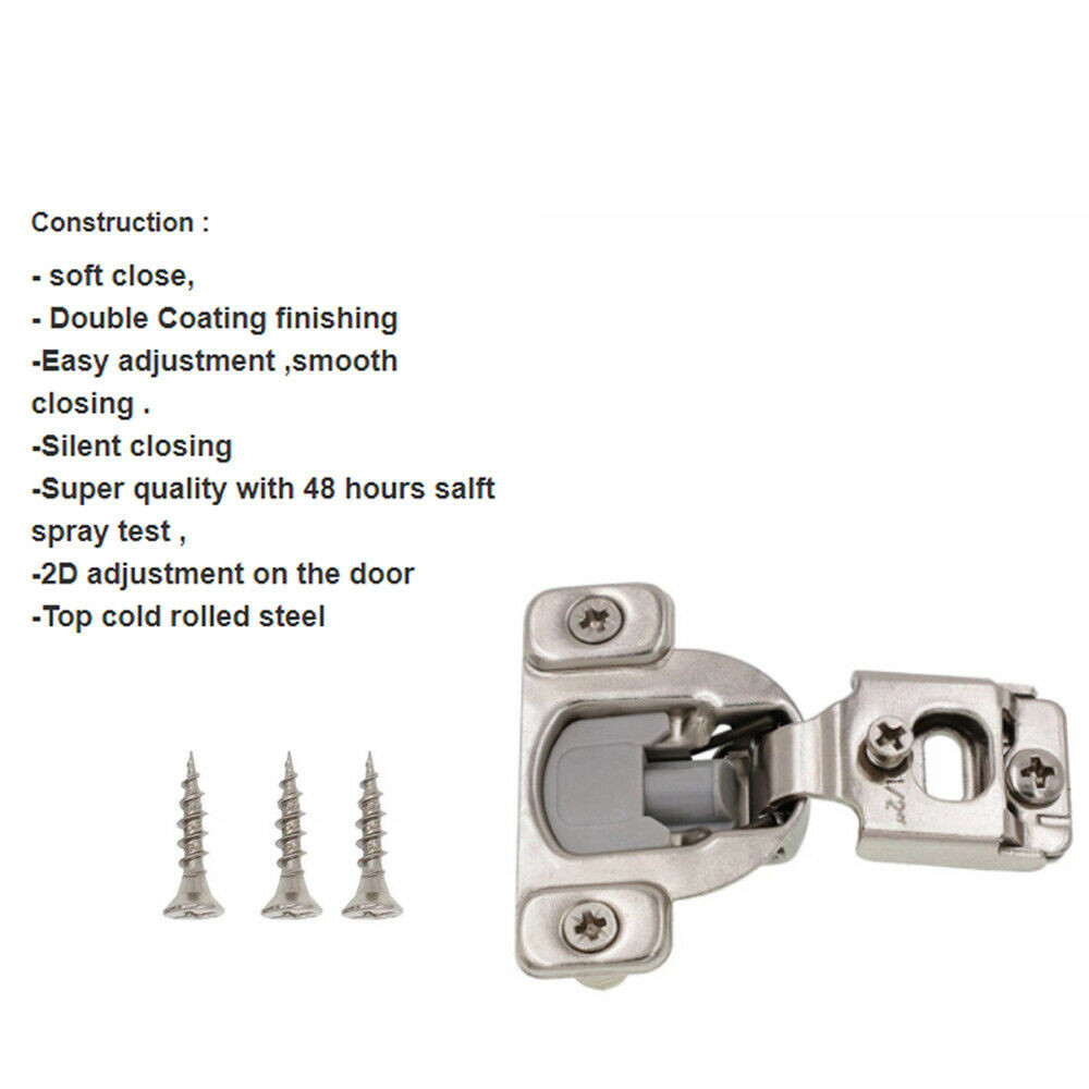 5 Pack 1/2" Overlay Soft Close Face Frame 105° Compact Cabinet Hinge Handware US