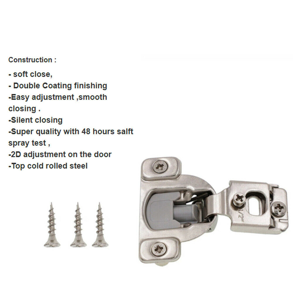 5 Pack 1/2" Overlay Soft Close Face Frame 105° Compact Cabinet Hinge Handware US