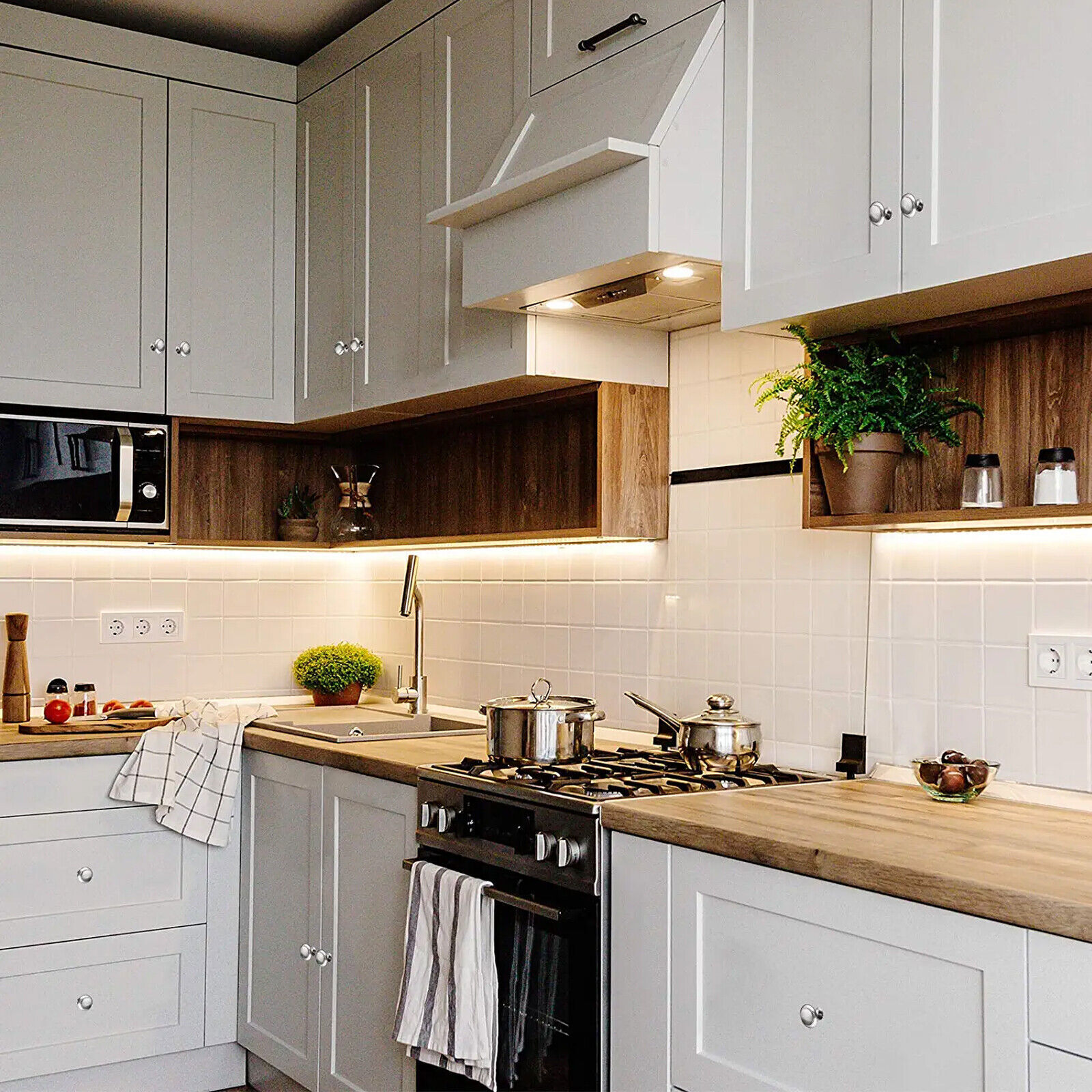 Brushed Nickel Kitchen Cabinet Door Knobs Dresser Drawer Round Pull Handles Lot