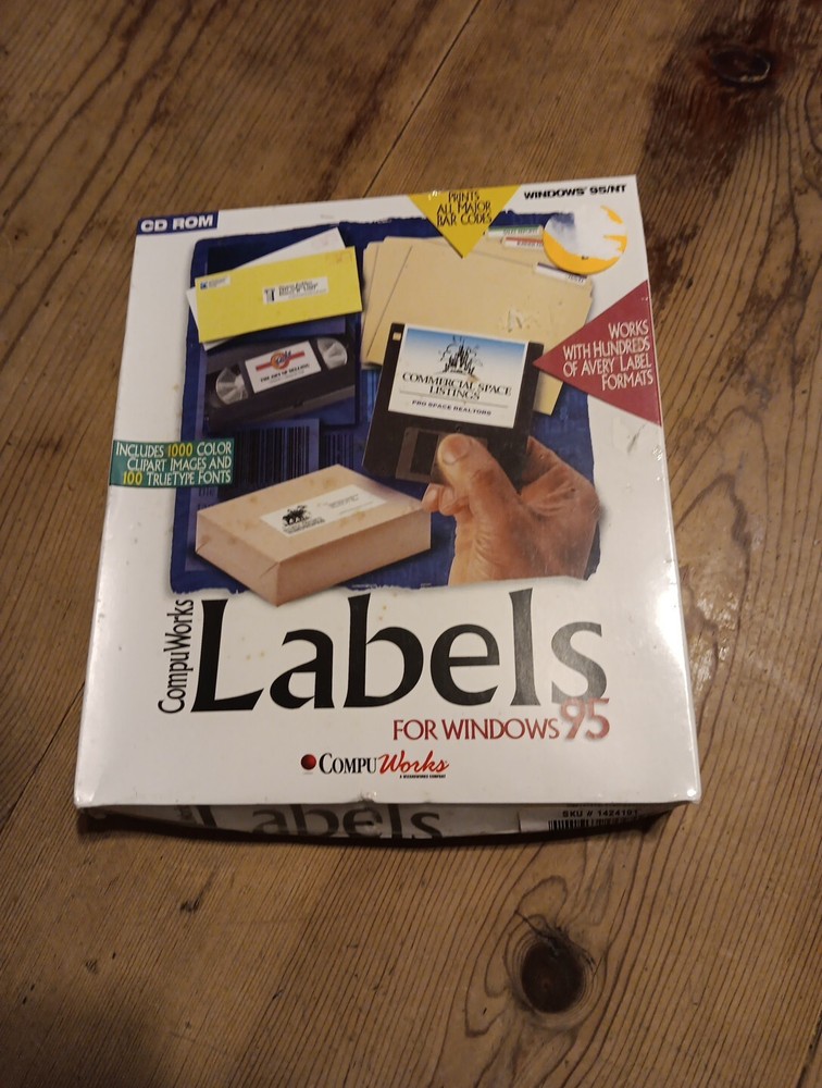 Compuworks Create Print Labels for Windows 95 CD Rom Program New NOS Box Damage