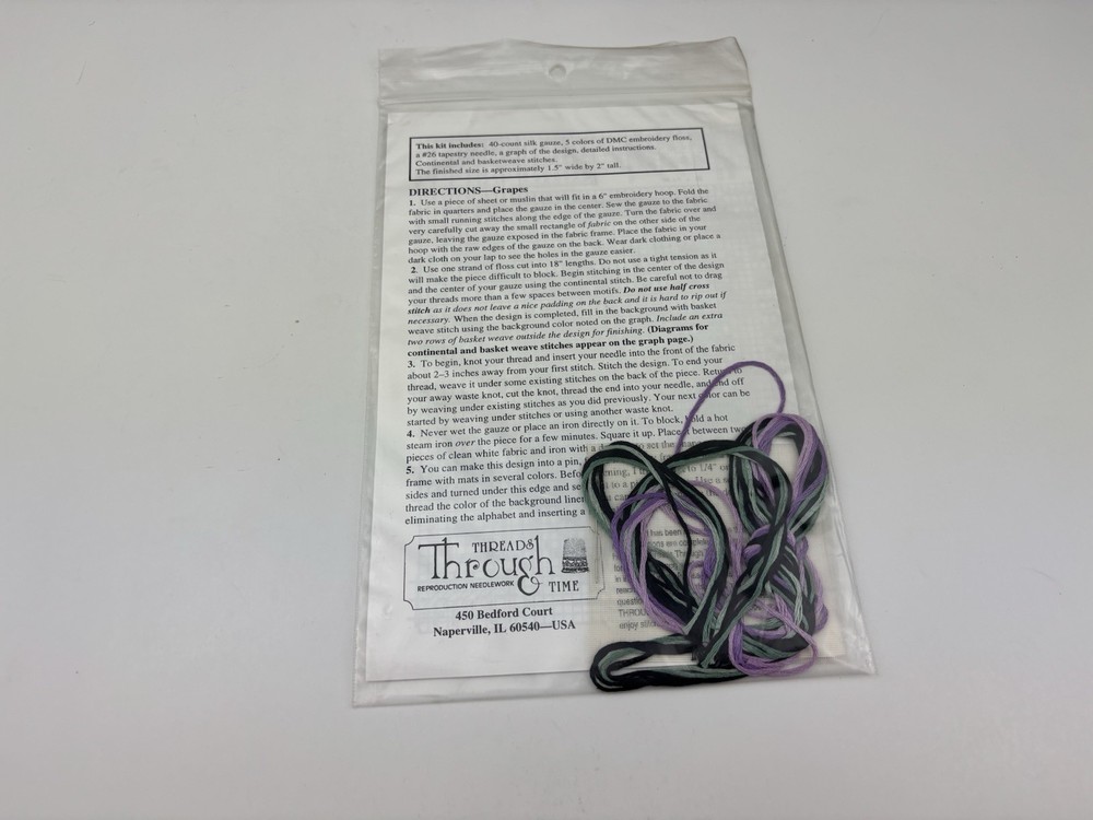 Threads Through Time The Grapes Sampler Needlepoint Pattern Kit 6S