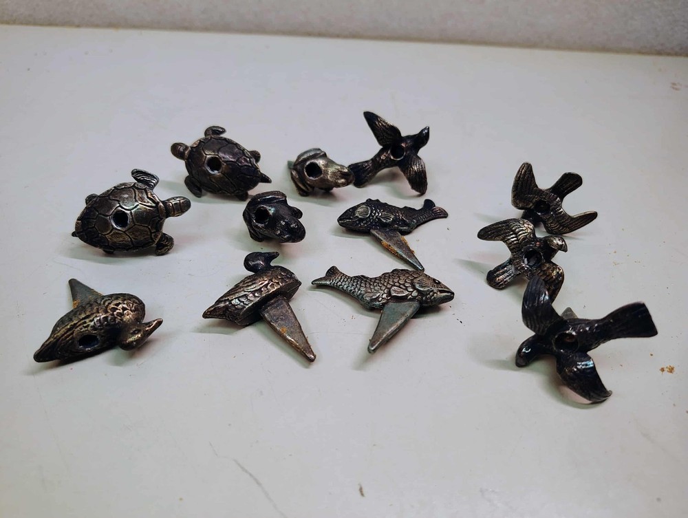 12 Vintge Reed & Barton Silverplated Animal & Bird Birthday Cake Candle Holders