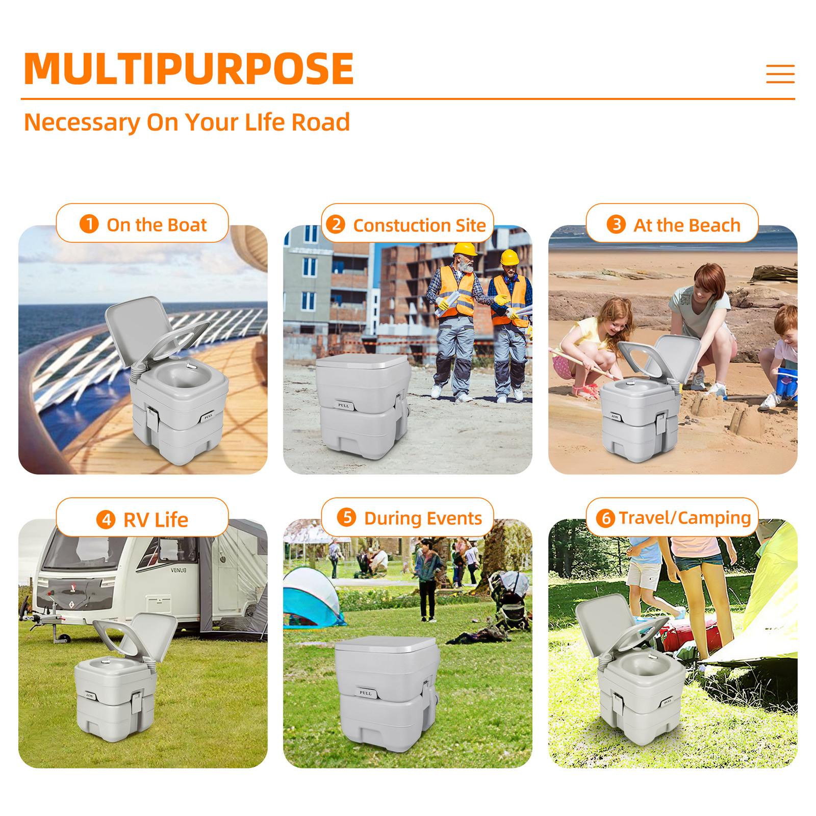 20L Dual Flush Portable Toilet Caravan Commode Porta-Potty Indoor Camping Travel