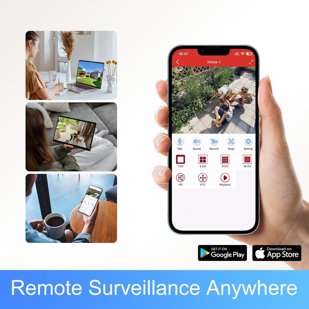 New - Apone Wireless Security Camera Systems, 6CH WiFi Security Camera System