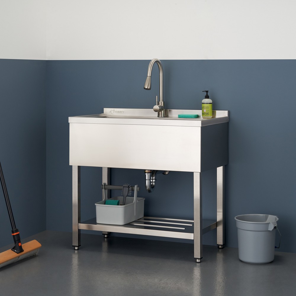 TRINITY Stainless Utility Sink Pull-Out Faucet
