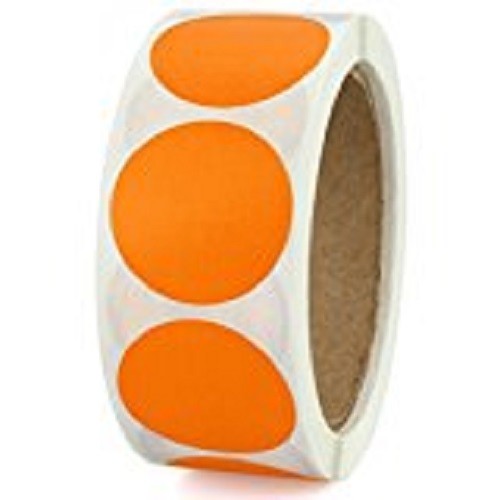 Coding Labels - 1 1/2 Inch, Orange Color 500 Stickers - Writable Surface