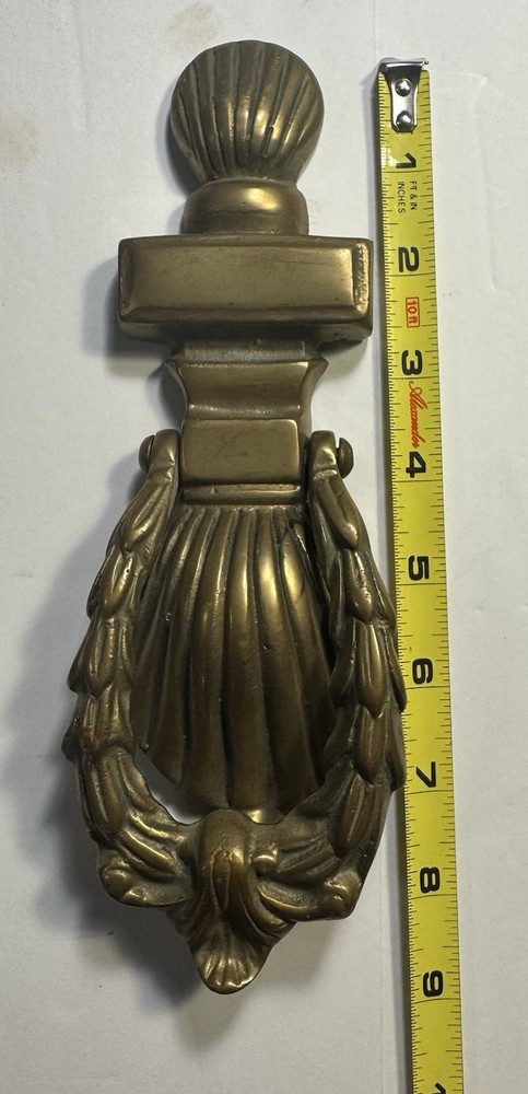 Vintage Solid Brass Door Knocker Shell Pattern 8" Heavy Sturdy Taiwan