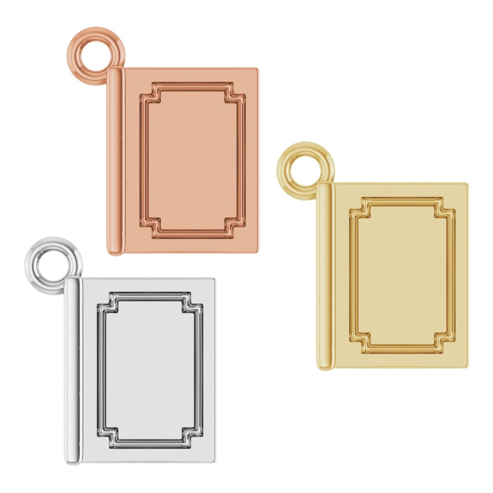 10K 14K 18K Gold, Platinum & Silver Engravable Book Dangle