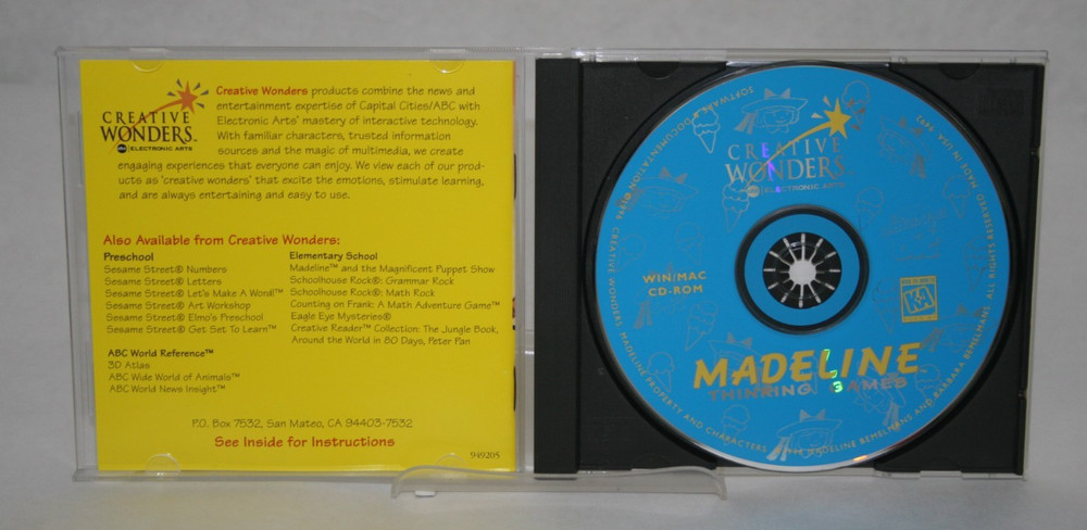 Madeline Thinking Games User's Guide CD Creative Wonders Electronic Arts