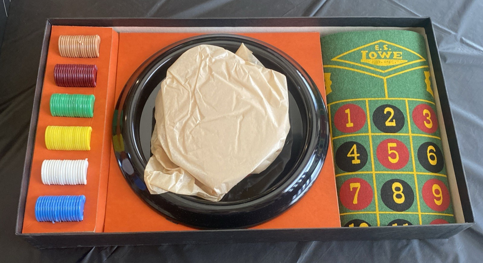 E. S. Lowe Vintage Roulette Complete Set No 907 Never Used 8" Diameter Wheel NIB