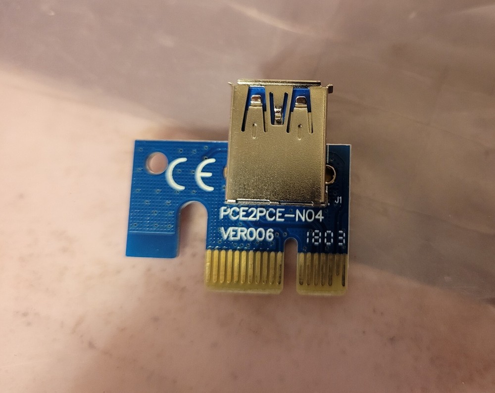 GPU Riser PCE164P-N03 VER006C PCI-E 1X TO 16X Express Extender Adapter & Access.