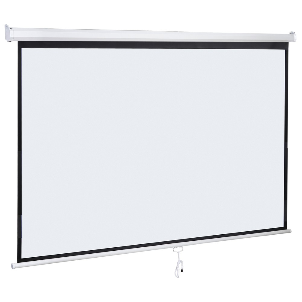 Portable 80"Diagonal Projection Screen Manual Pull Down Projector Screen 16:9 HD