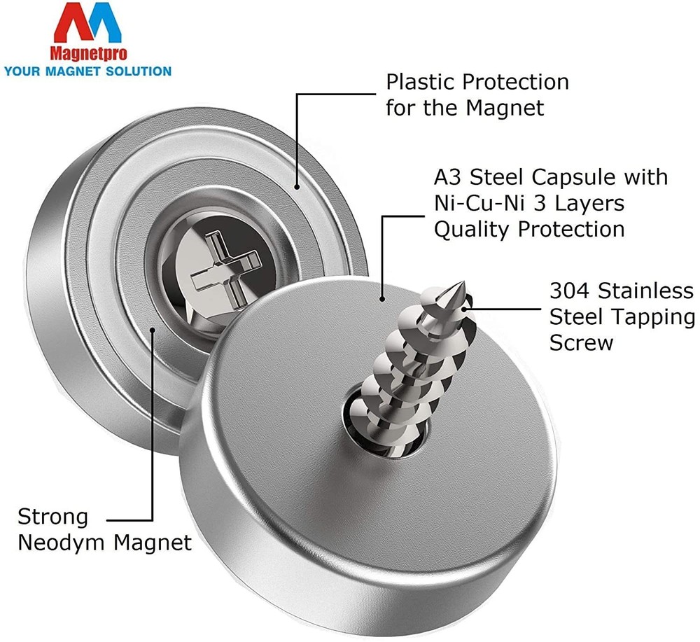 Versatile Neodymium Magnet Set - 25 LB Pull Force with Accessories Included