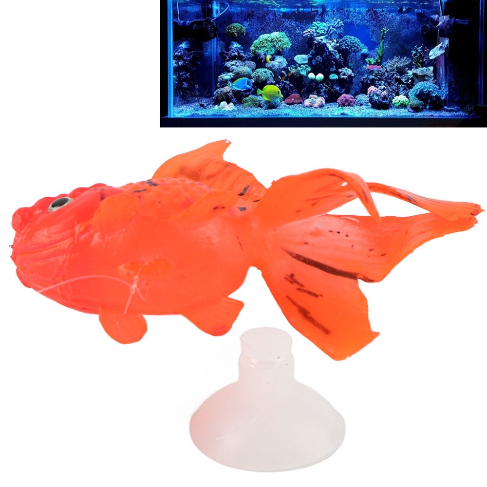Artificial Fish Glowing Effect Silicone Simulation Gold Fish For Fish Bowl