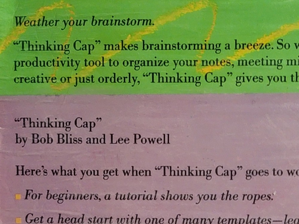 Thinking Cap The Outline Processor by Broderbund for C64 - C128 RARE. UNTESTED