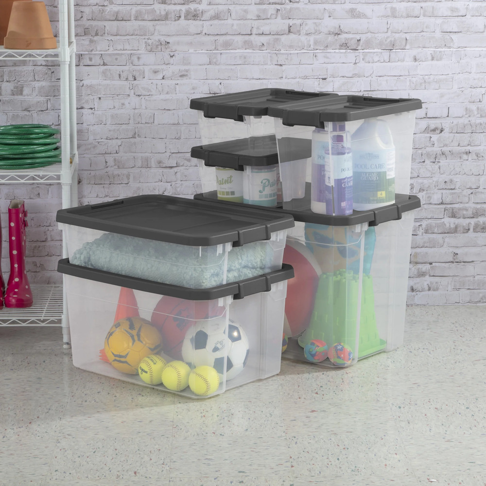 40 Quart Medium Stackable Storage Bin, Clear Plastic Underbed Storage Container