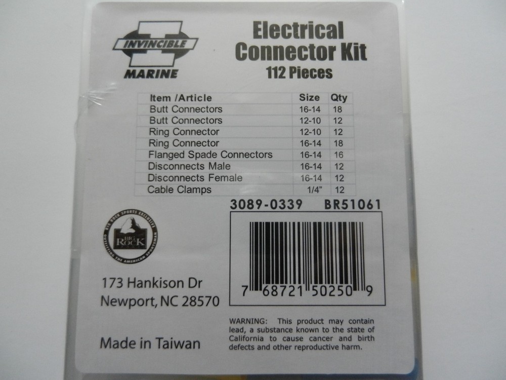 Invincible Marine Electrical Connector Kit; 112 Pieces; Assorted; BR51061