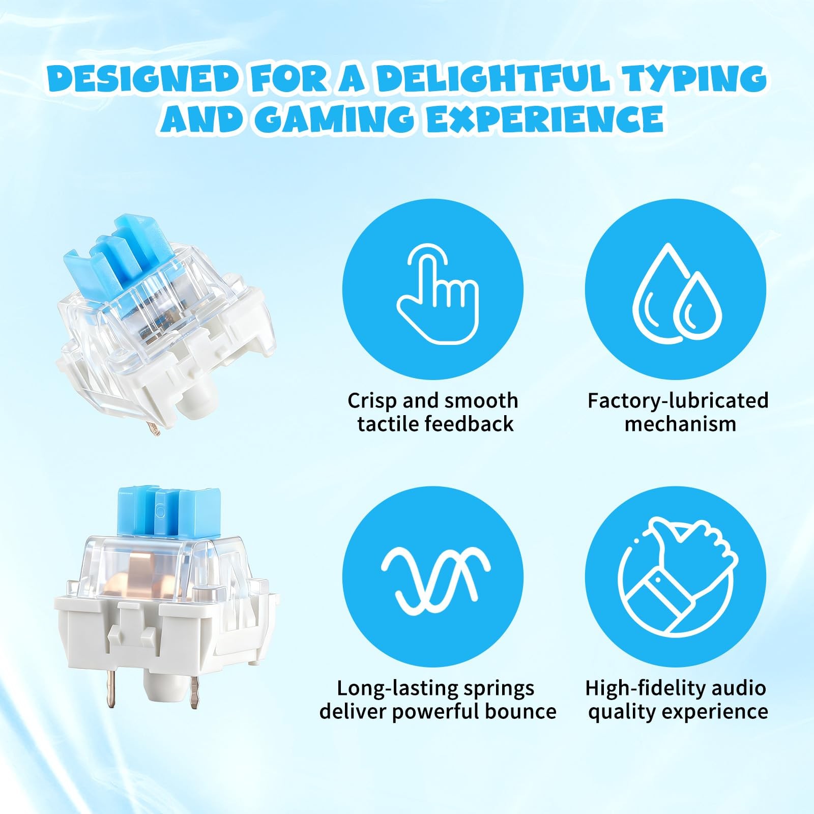 Keyboard Switches, 50 Pcs 3 PIN Blue Keyboard Clicker Dustproof Mechanical Ke