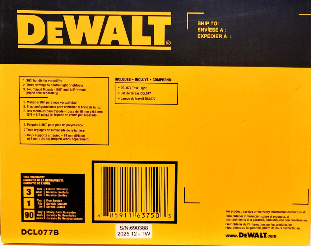 DeWalt DCL077B 20V MAX Compact Task Light NEW FREE FAST SHIP