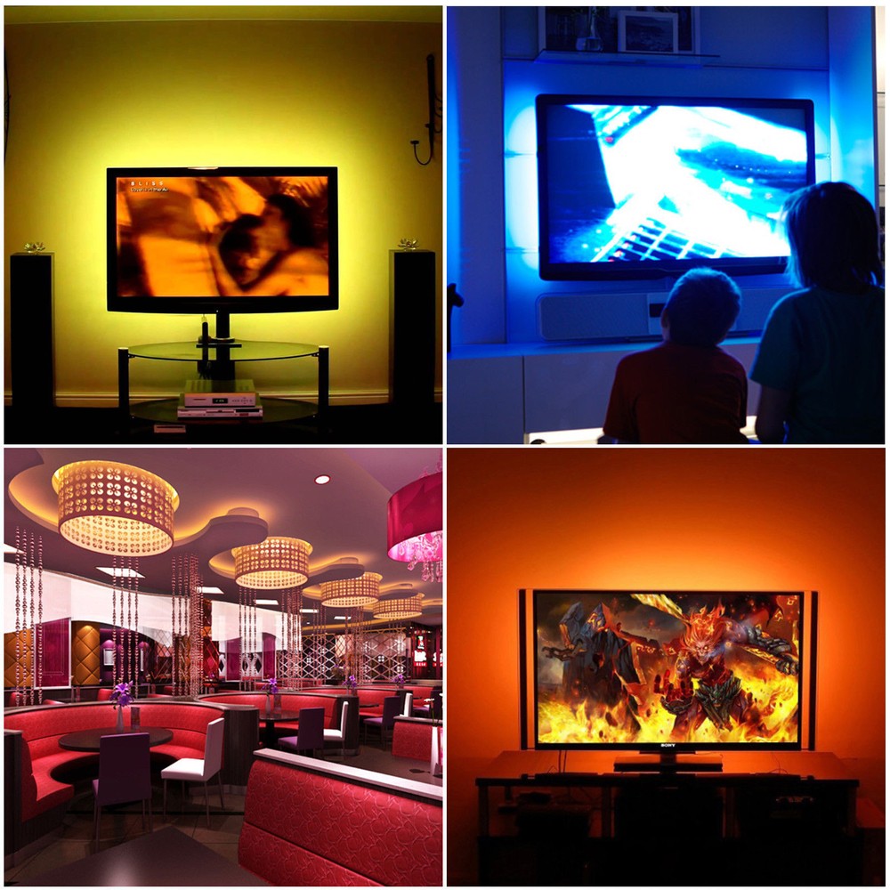 USB Powered Computer TV Backlight Kit RGB 5050 LED Light Strip Colour Change