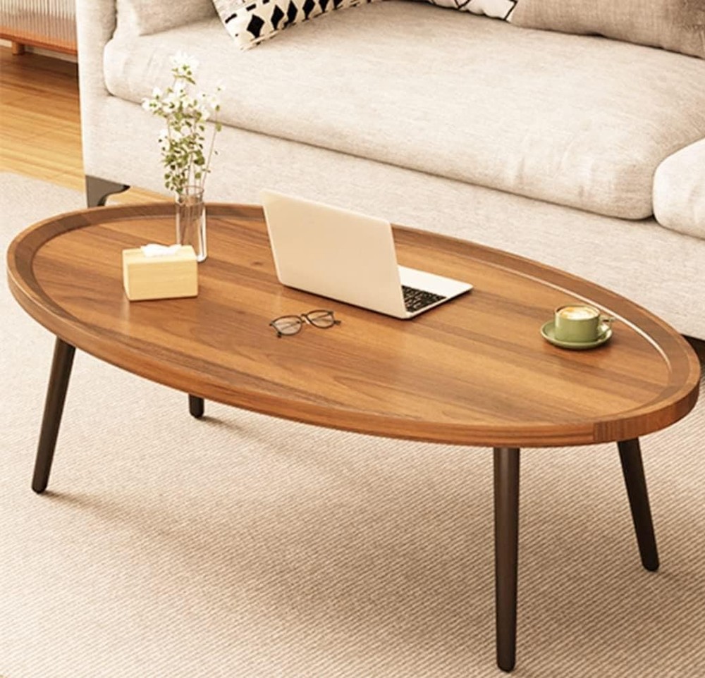 Wooden Coffee Table Rustic Nesting Tables Oval Walnut Coffee Table Modern Sofa