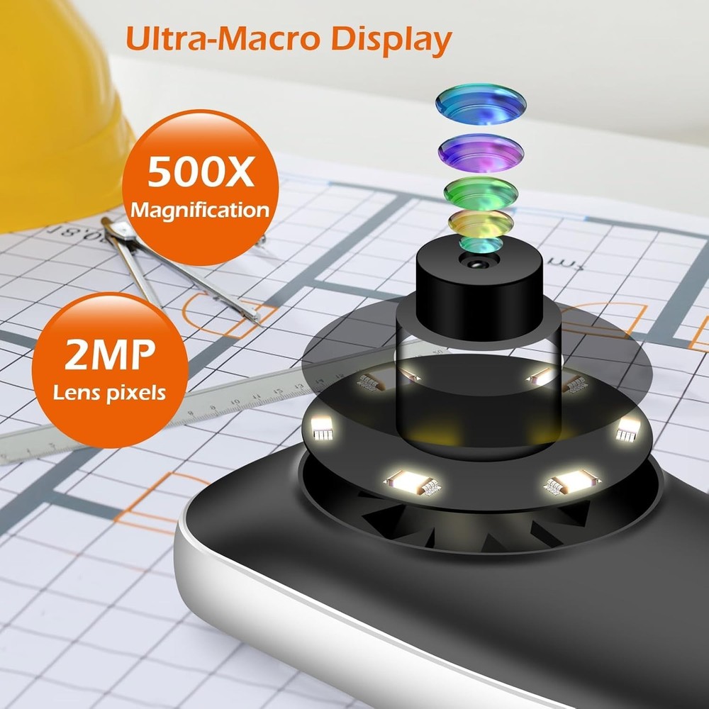 Digital Microscope Fixed Focus, 200x Mini Microscope Magnifier, Portable Hand...