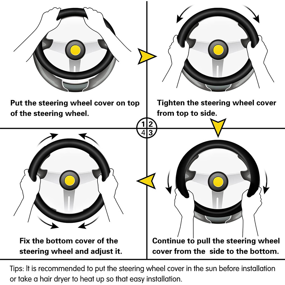 Car Steering Wheel Cover Large-Size for Ford F150 F250 F350 Super Duty 15.5-16''