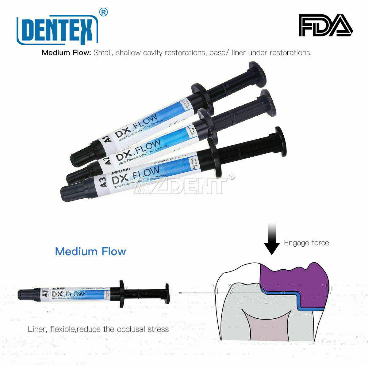 Resina compuesta fluida de fotopolimerización dental Medium Flow/Blue Temp Resin