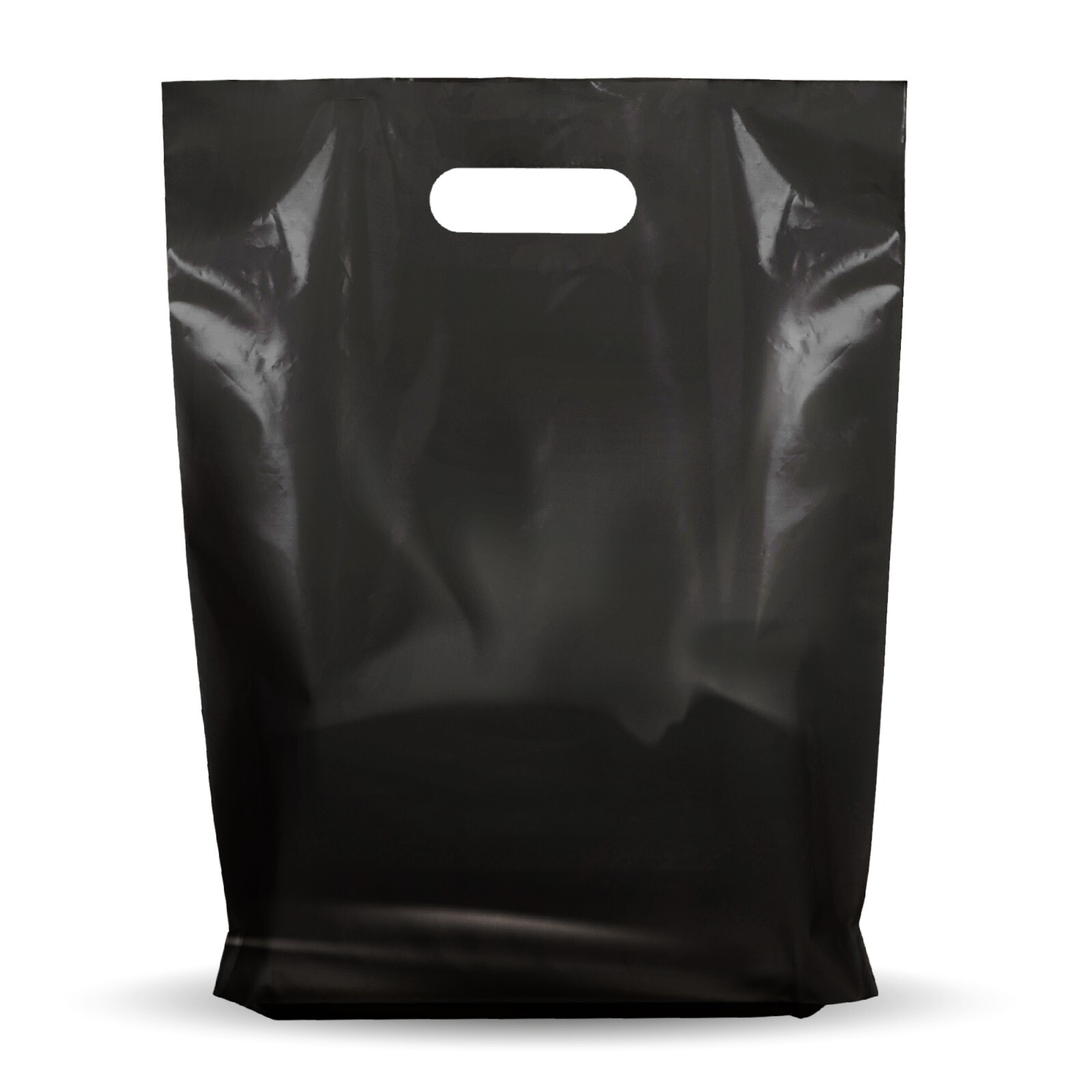 100 Pack 12" x 15" with 1.25 mil Thick Black Merchandise Plastic Glossy Bags