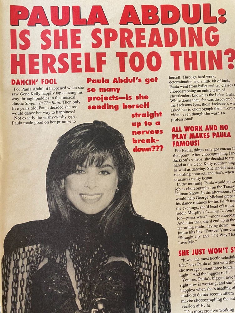 Paula Abdul, Full Page Vintage Clipping, c