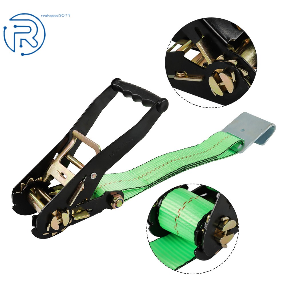 New Car Tie Down Green Polyester with Flat Hooks 3,300 Pound Safe Working Load