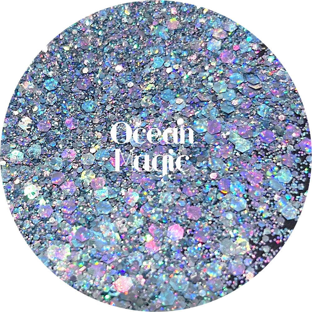 Premium Polyester Glitter - Blue Holographic Chunky Mix