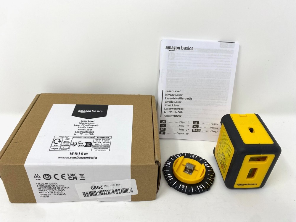 Amazon Basics 360 Degree Rotating Laser Class II Level 16-Foot, Yellow/Black